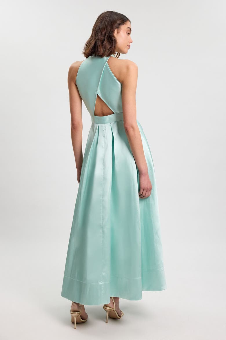 Twill Collared Maxi Dress, Alternate, color, Mint