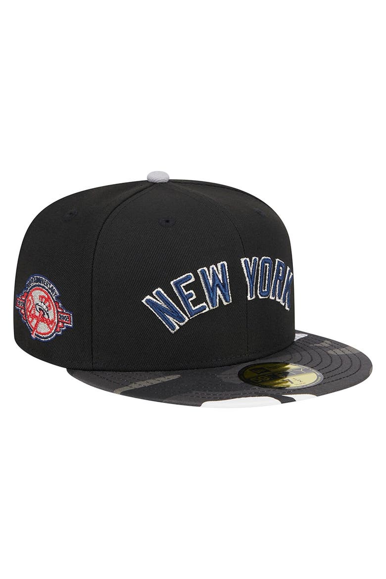 Men's New Era Black New York Yankees Metallic Camo 59FIFTY Fitted Hat, Main, color, Black