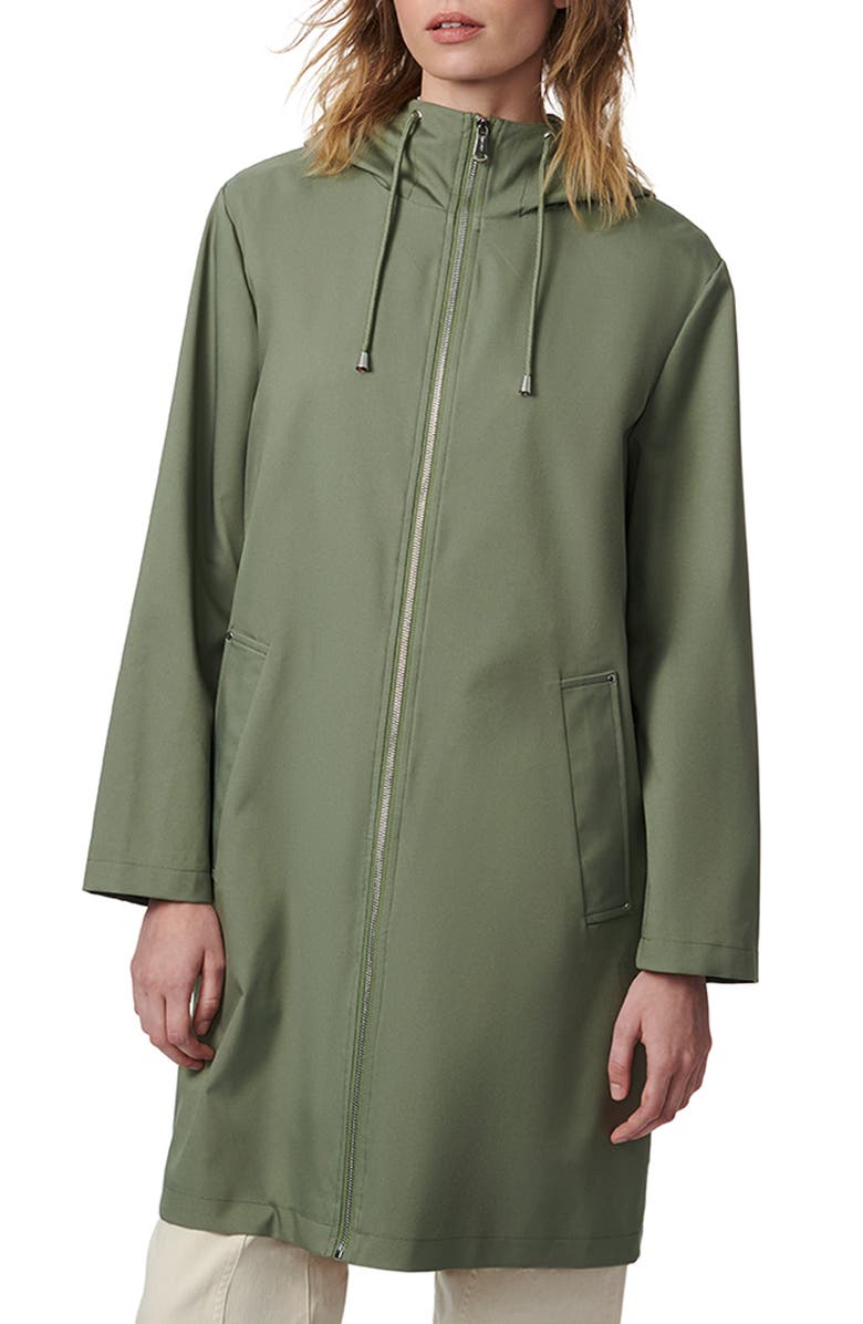 Bernardo Water Resistant Hooded Long Raincoat, Main, color,