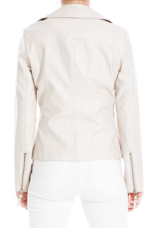 Max Studio Maxstudio Washed Faux Leather Moto Jacket In Neutral