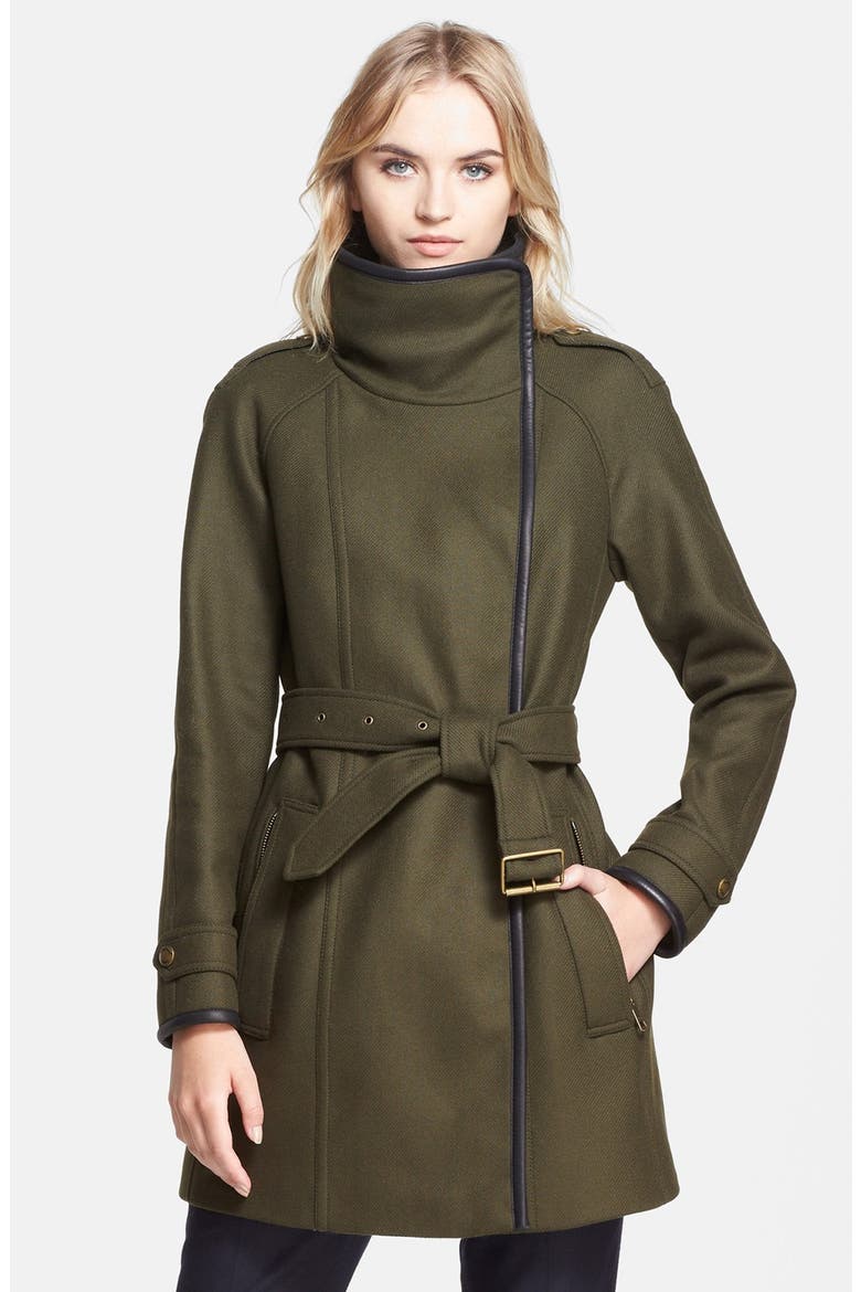 'Waltford' Belted Wool Blend Coat, Main, color, DARK OLIVE