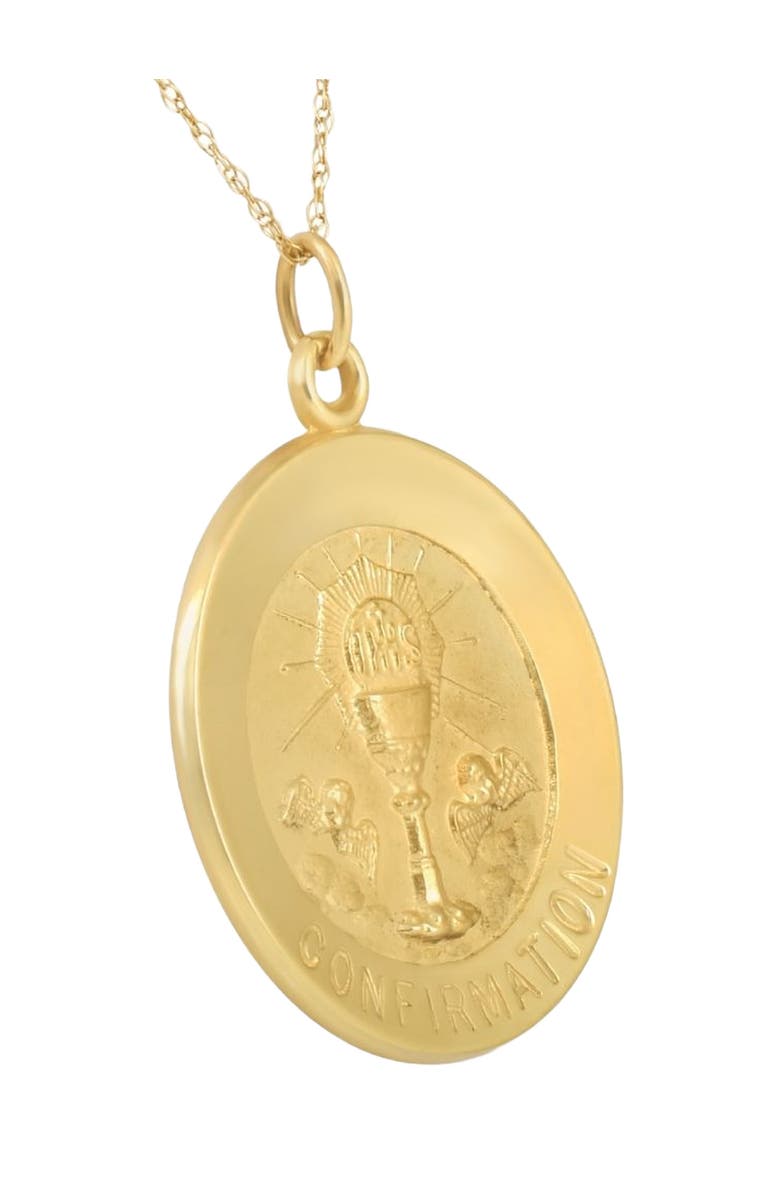 Bliss Diamond 14k Gold Confirmation Medal Pendant 1" Tall 3.5 Grams, Alternate, color, 