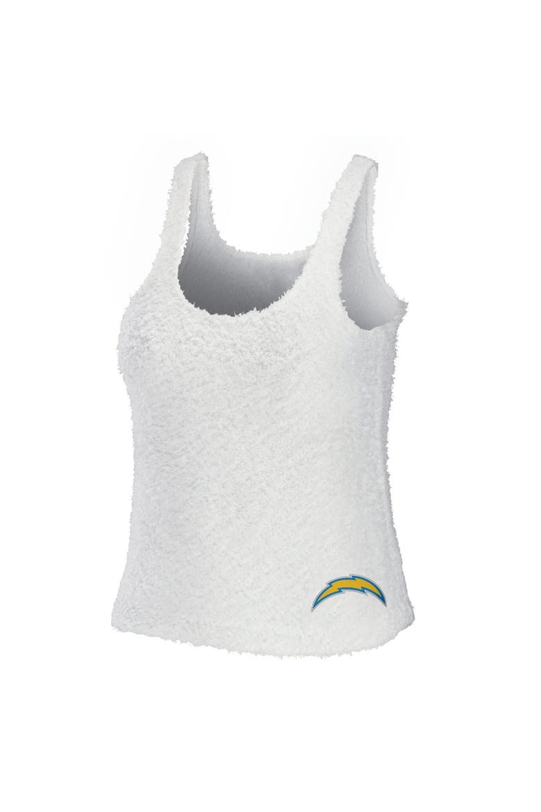 Women's WEAR by Erin Andrews Cream Los Angeles Chargers Cozy Scoop Neck Tank Top & Pants Sleep Set, Alternate, color, Cream