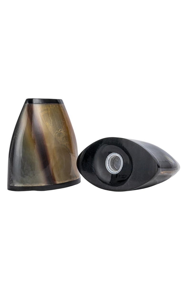 Storied Home Round Horn Salt and Pepper Shakers, Main, color, Black