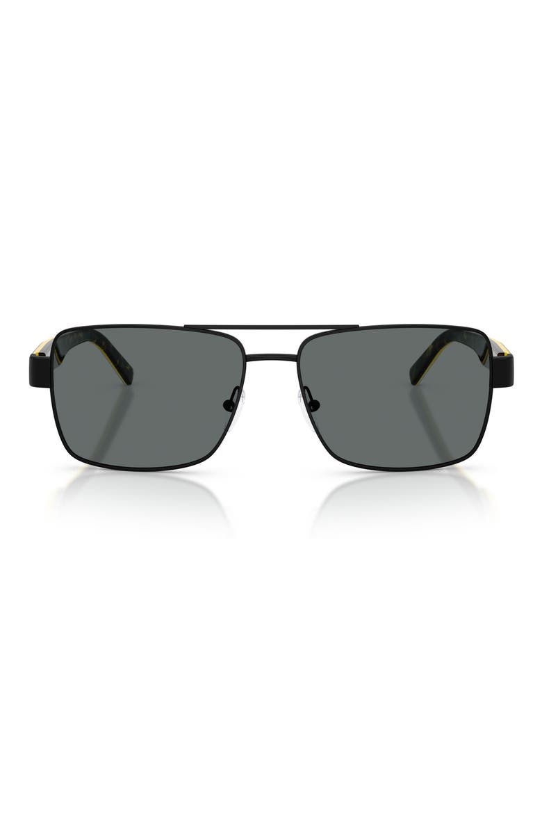 59mm Polarized Rectangular Sunglasses, Main, color, BLACK MATTE / POLAR DARK GREY