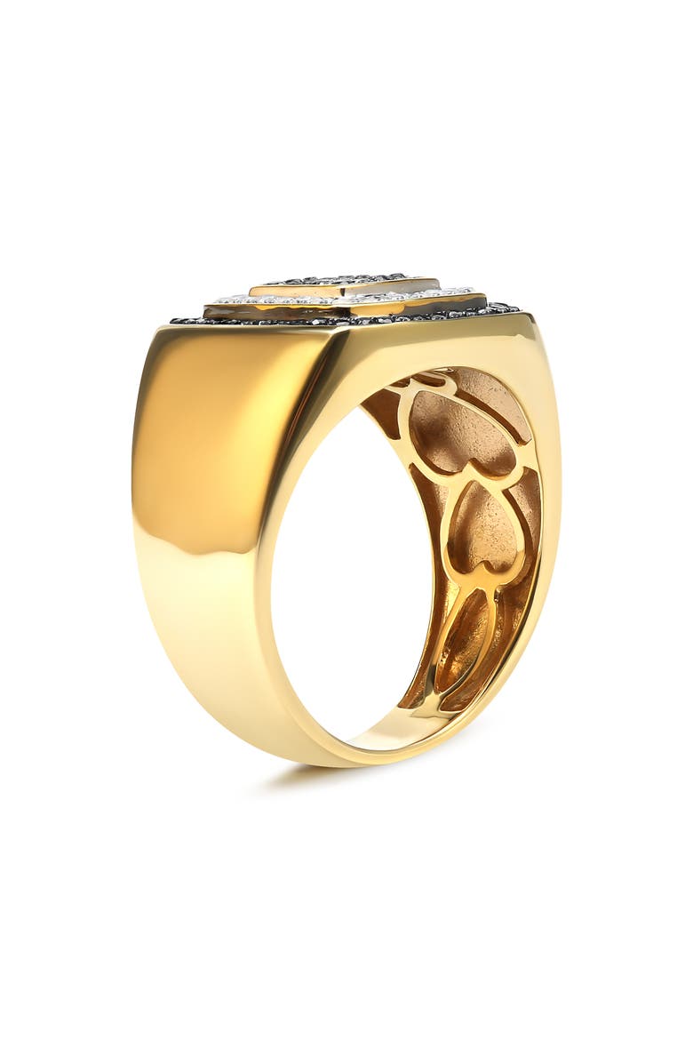 Men's 10K Yellow Gold 3/4 Cttw White and Black Treated Diamond Ring Band, Alternate, color, Yellow
