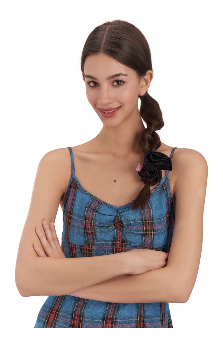 OLAH La Frida Rosa Silk Scrunchie, Alternate, color, Black