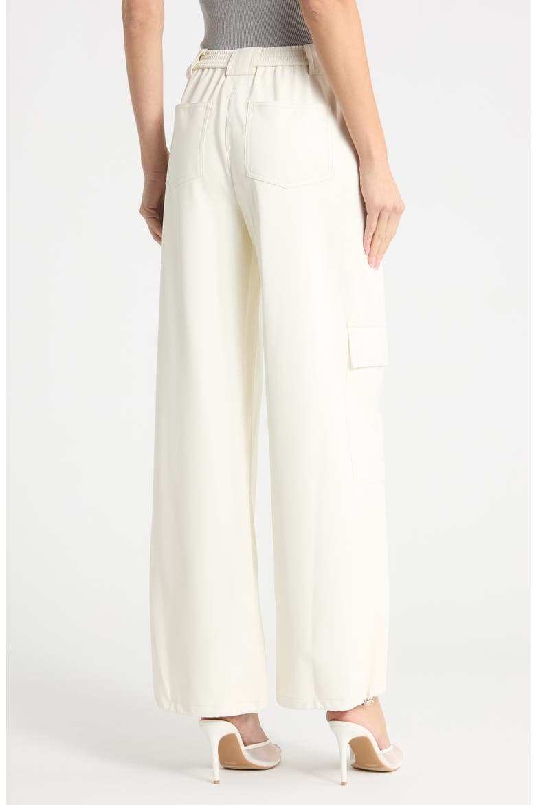 Sofia Faux Leather Wide Leg Cargo Pants, Alternate, color, IVORY