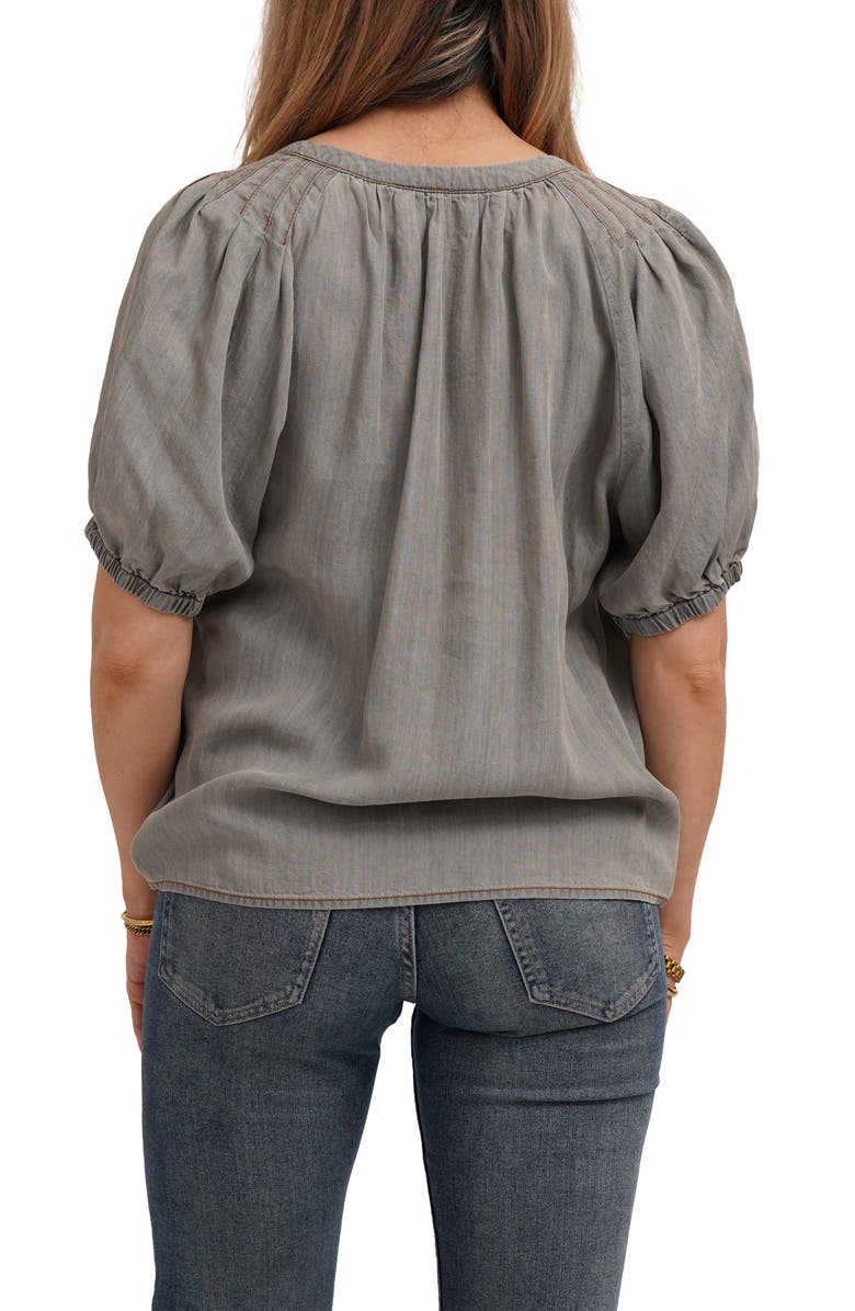 CYRUS Split Neck Tencel Lyocell Top, Alternate, color, Light Gray Denim