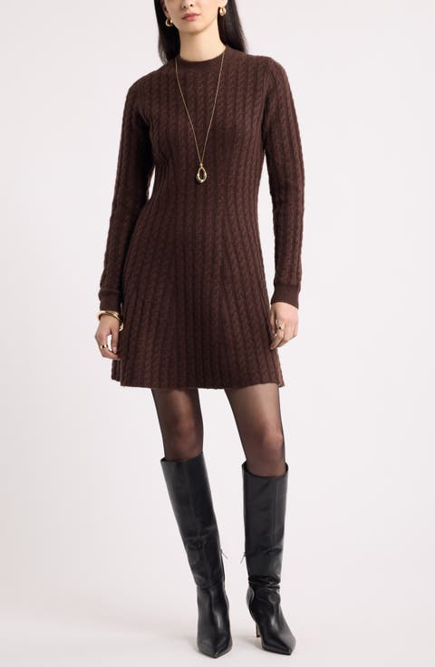 Cable Stitch Long Sleeve Minidress