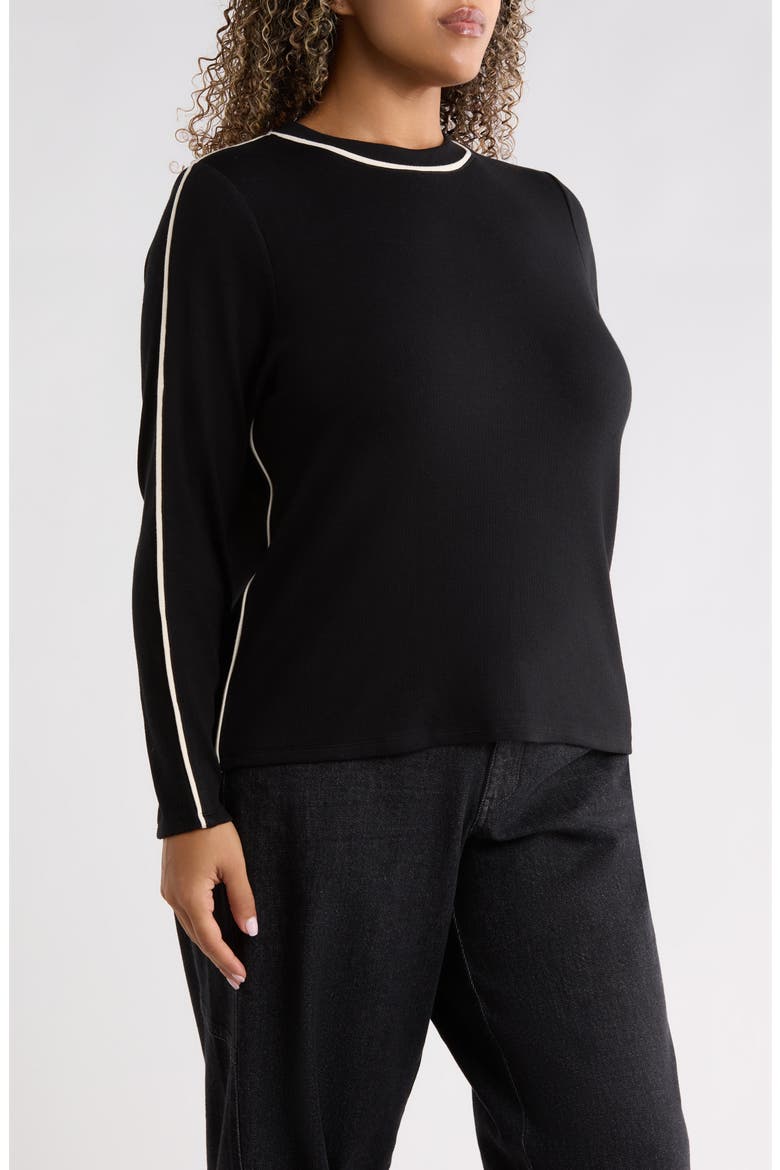 Mock Neck Colorblocked Knit Top, Alternate, color, BLACK/ ECRU