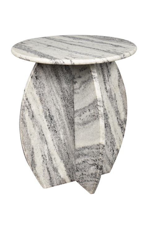 Venus 17.5" Contemporary Natural Marble Handmade X-Shaped End Table