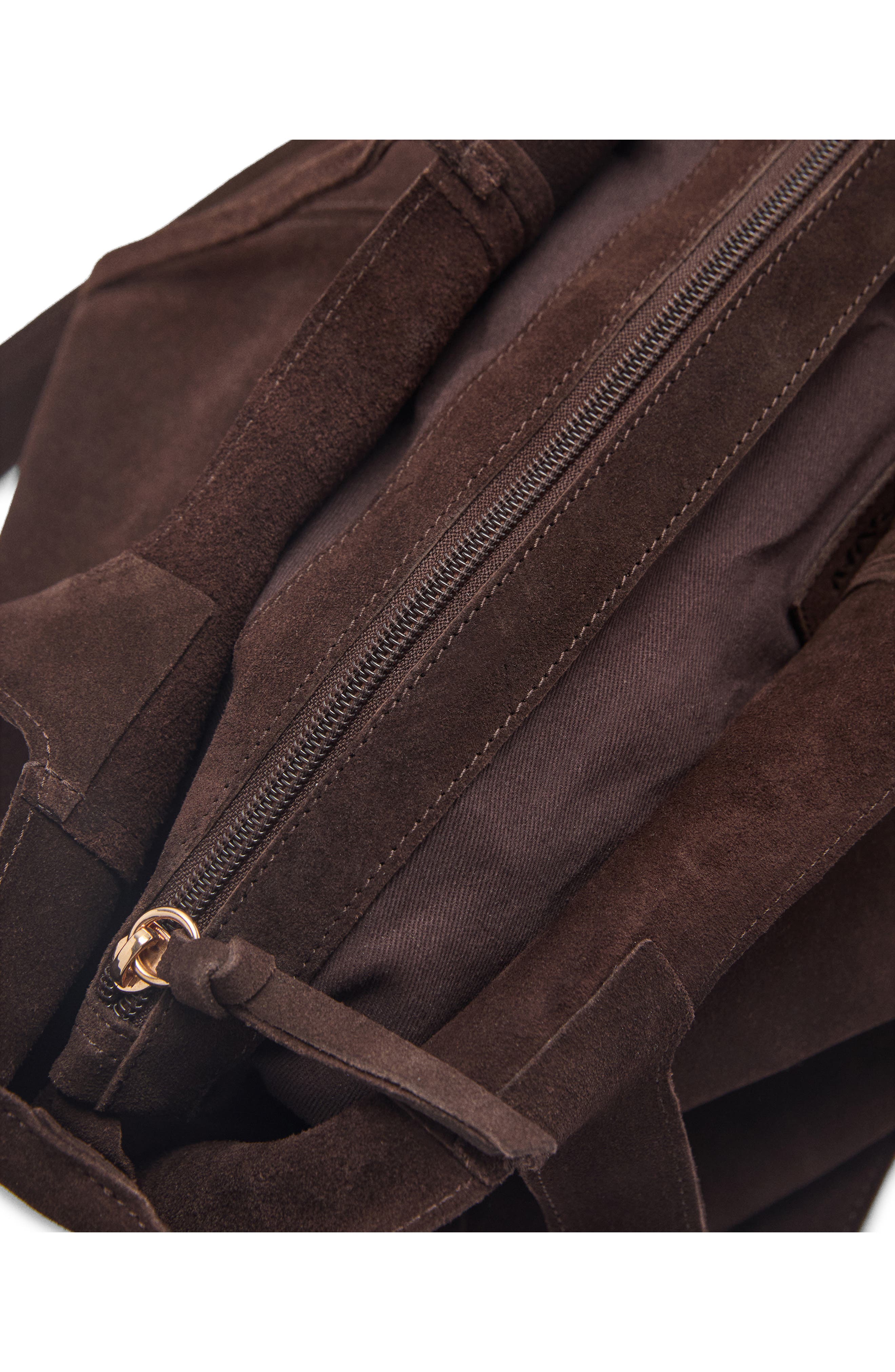 MANGO Suede Shopper Tote, Alternate, color, Chocolate Leather