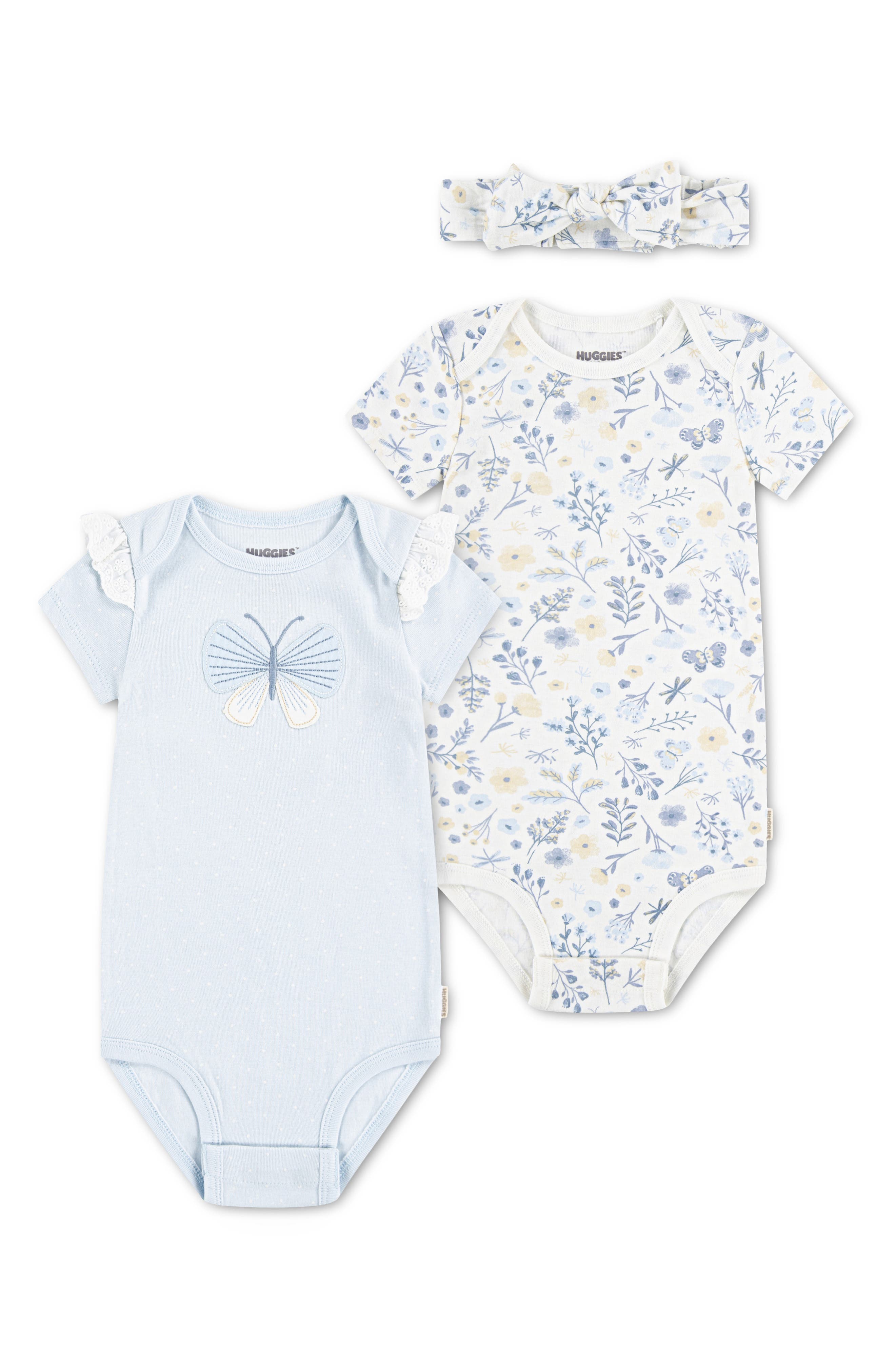 3-Piece Organic Cotton Bodysuits & Headband Set