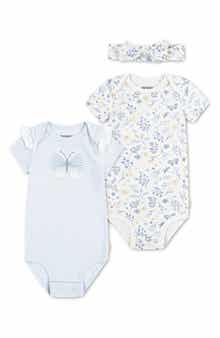 3-Piece Organic Cotton Bodysuits & Headband Set