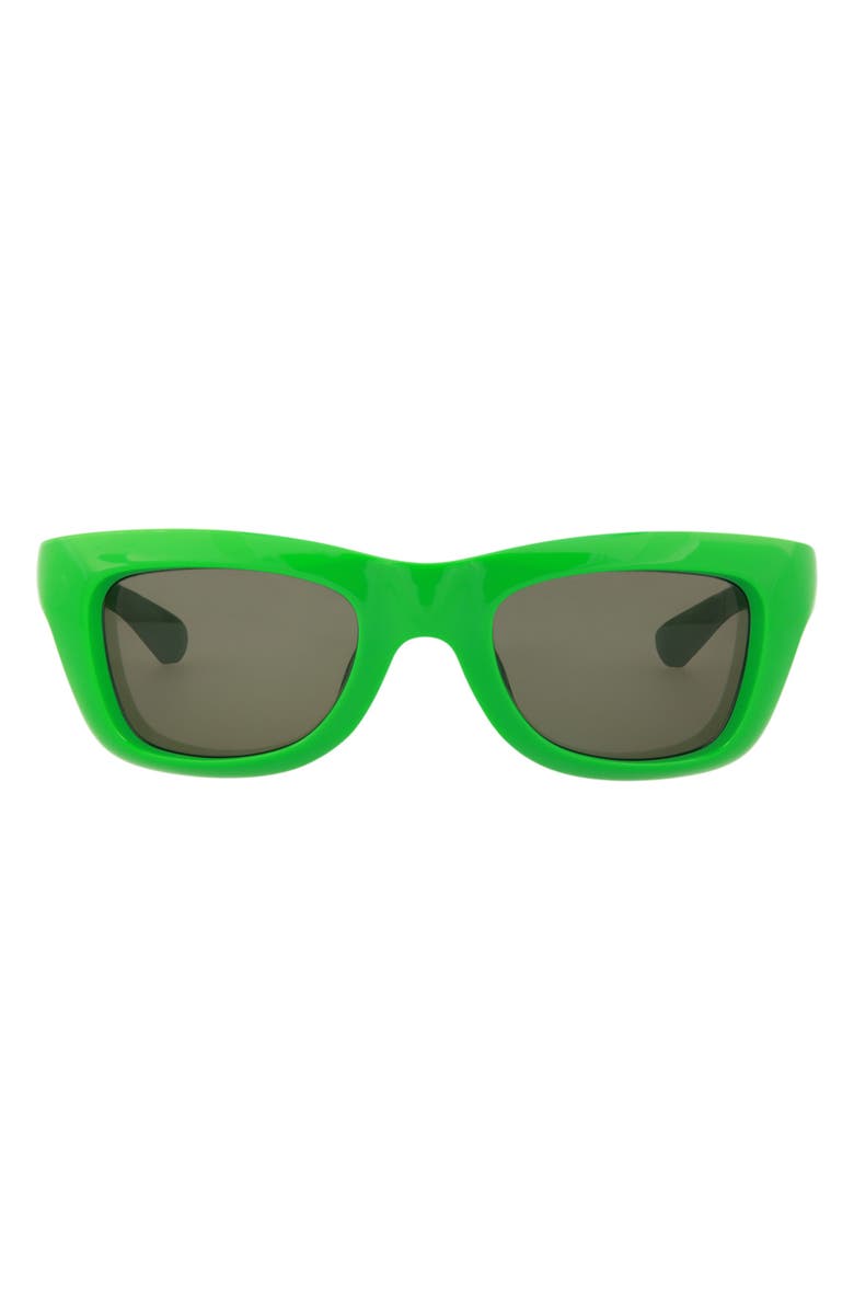 Bottega Veneta 49mm Rectangular Sunglasses, Main, color, Green Green Green