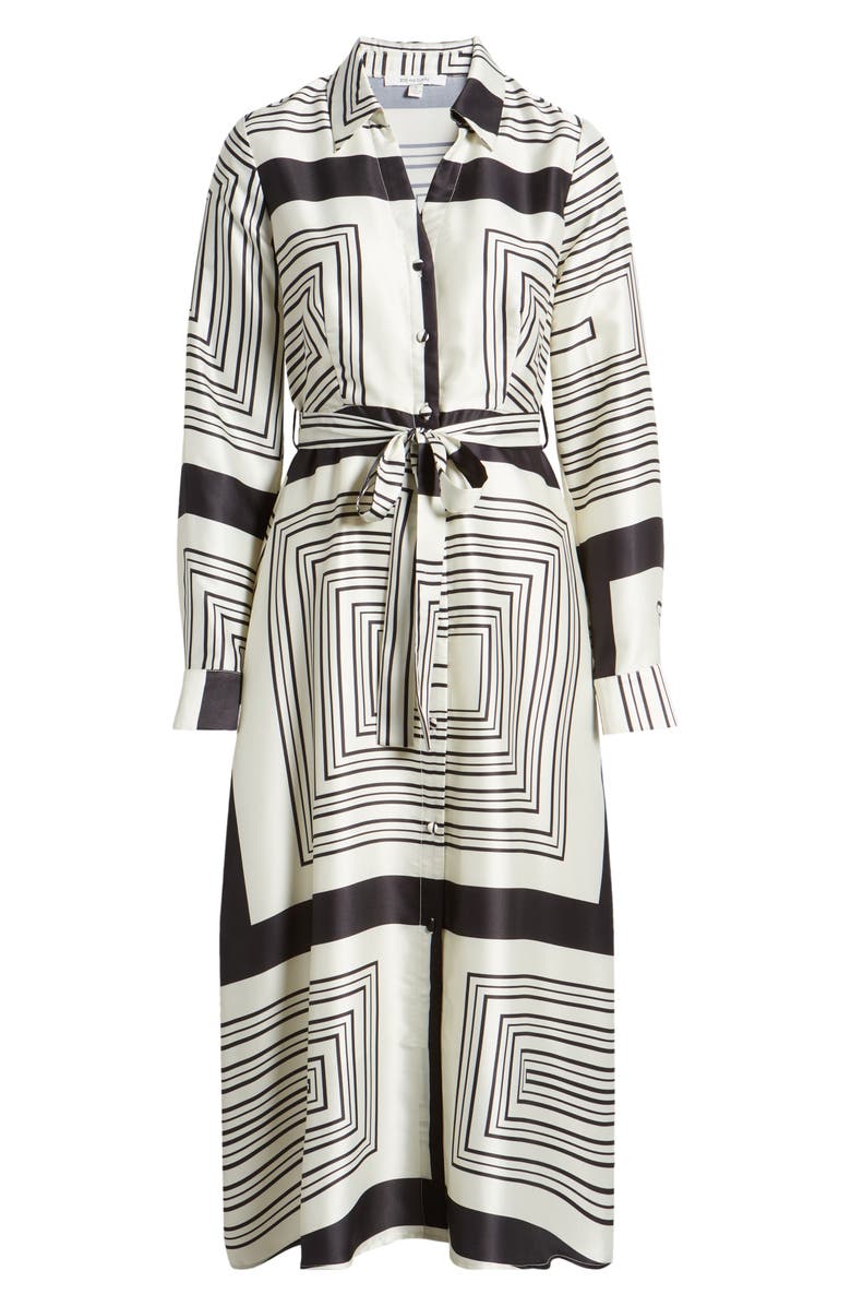 ZOE AND CLAIRE Geo Print Long Sleeve Satin Midi Dress, Alternate, color,