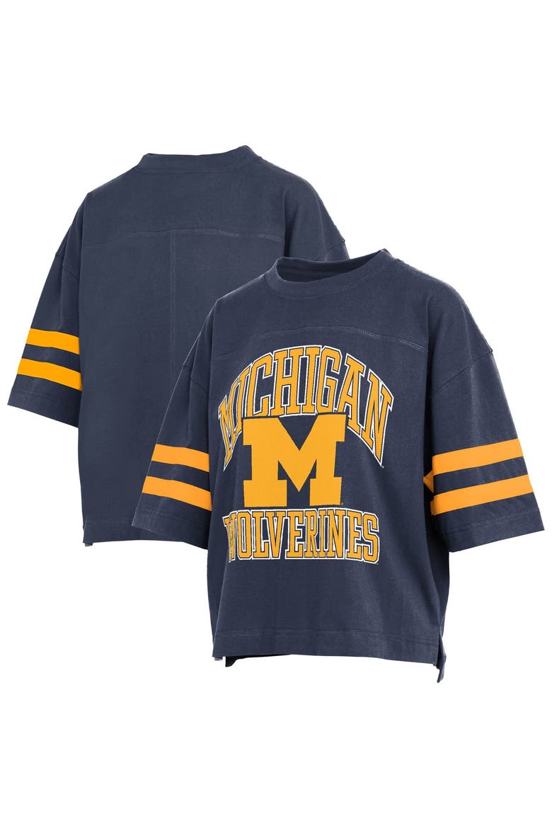 Women's Pressbox  Navy Michigan Wolverines Wayne Tyler Cropped T-Shirt, Main, color, Navy