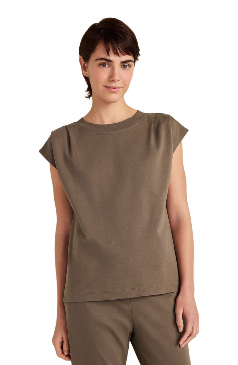 Haven Well Within Organic Cotton Interlock Pleated Tee, Main, color, Slate Brown