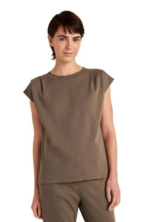 Organic Cotton Interlock Pleated Tee