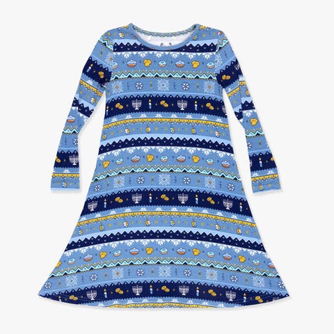 Kids' Hanukkah Fair Isle Long Sleeve Dress (Baby)