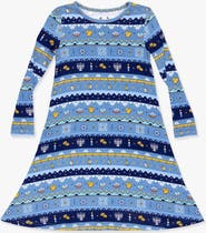 Bellabu Bear Kids' Hanukkah Fair Isle Long Sleeve Dress