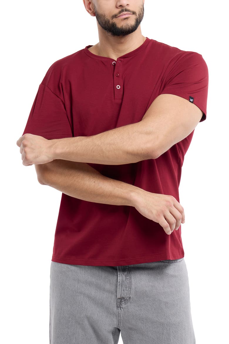 Short Sleeve Henley, Alternate, color, CRANBERRY