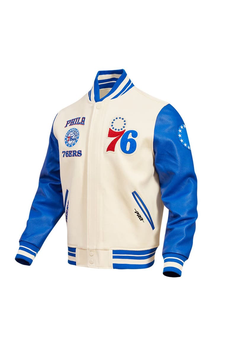 Men's Pro Standard Cream Philadelphia 76ers Retro Classic Varsity Full-Zip Jacket, Alternate, color, Cream
