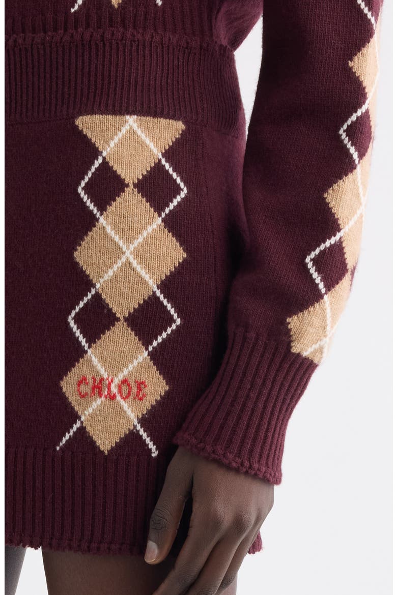 Argyle Wool & Cashmere Miniskirt, Alternate, color, BURGUNDY