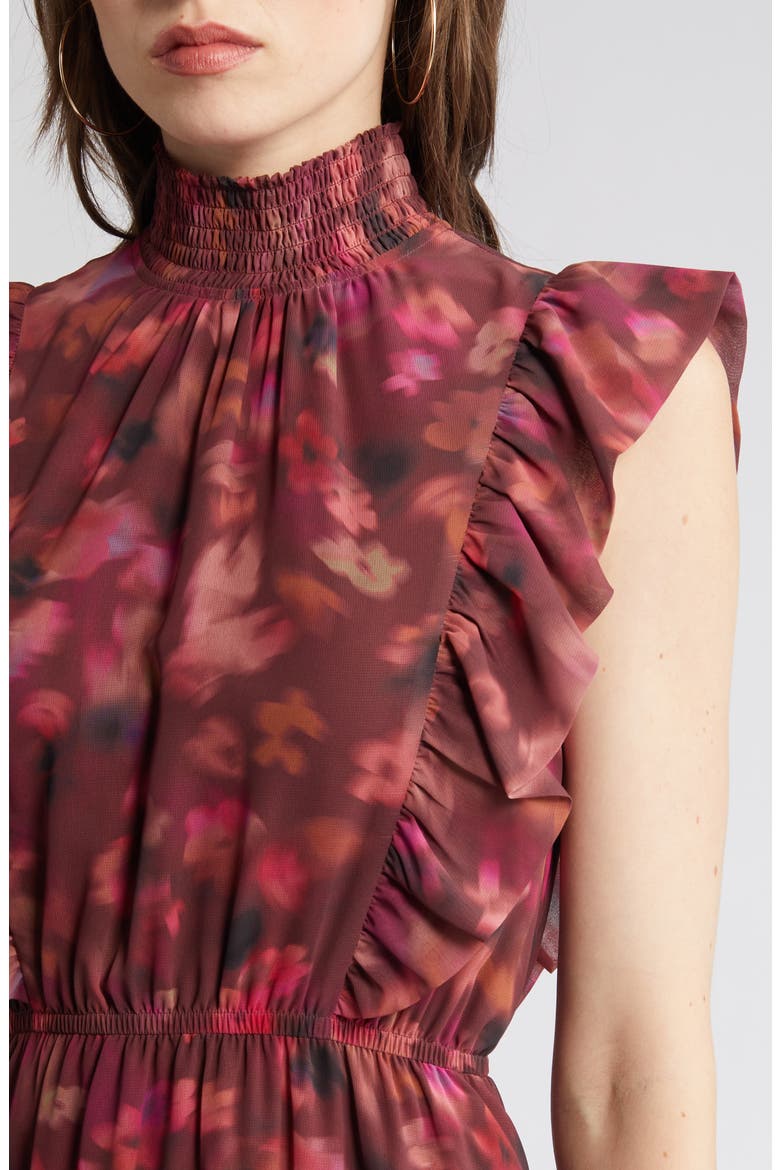 Anna Floral Mock Neck Midi Dress, Alternate, color, PINK MULTI