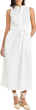 Maggy London Tie Waist Stretch Cotton Shirtdress