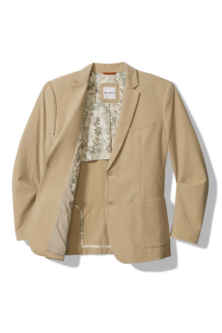 Nova Wave Stretch Cotton Seersucker Sport Coat, Alternate, color, STONE KHAKI