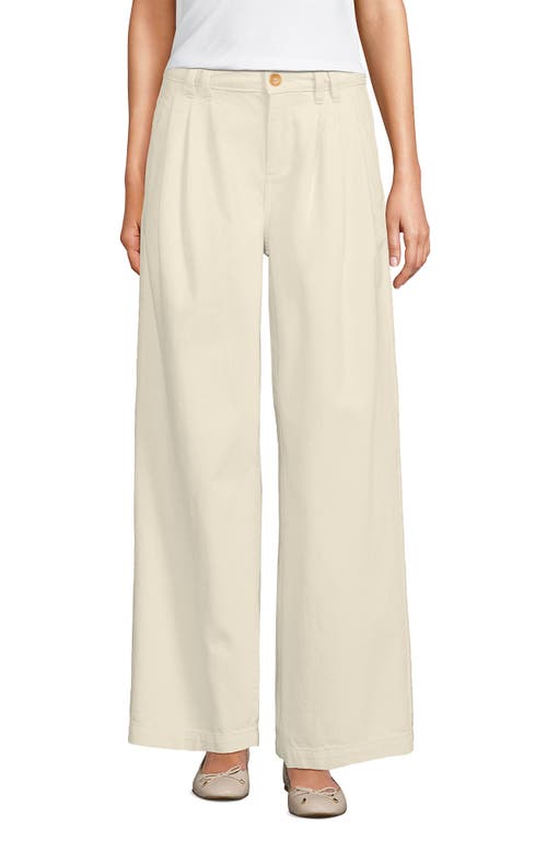 LANDS' END LANDS' END LIGHTWEIGHT DENIM MID RISE PLEATED SLOUCHY JEANS