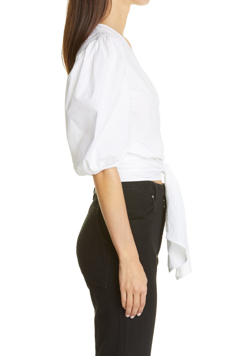 Ganni Organic Cotton Poplin Wrap Top, Alternate, color, 