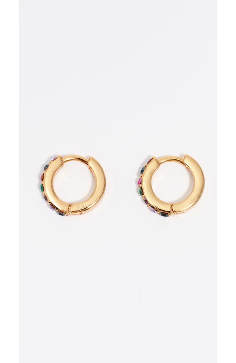Mini Hoop Earrings With Crystal