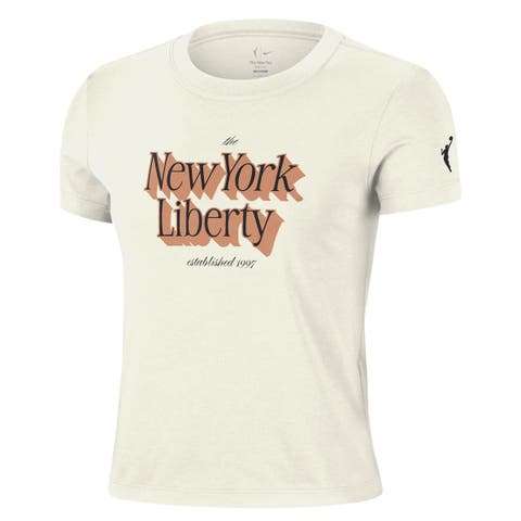 Women's Nike  Cream New York Liberty Chill Tri-Blend Mod Cropped T-Shirt
