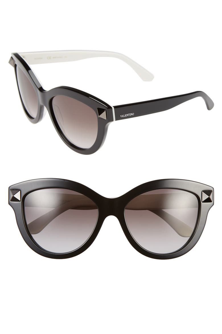 'Rockstud' 58mm Cat Eye Sunglasses, Main, color, BLACK/ WHITE