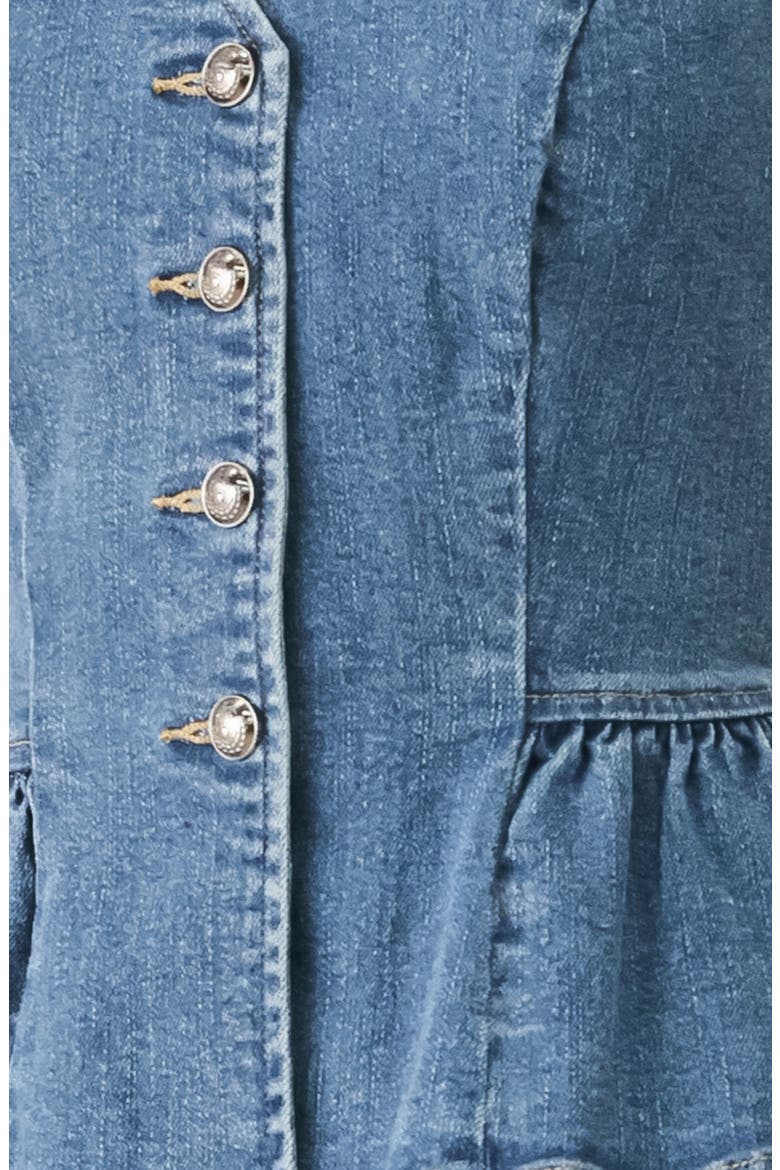 Peplum Stretch Denim Vest, Alternate, color, INDIGO