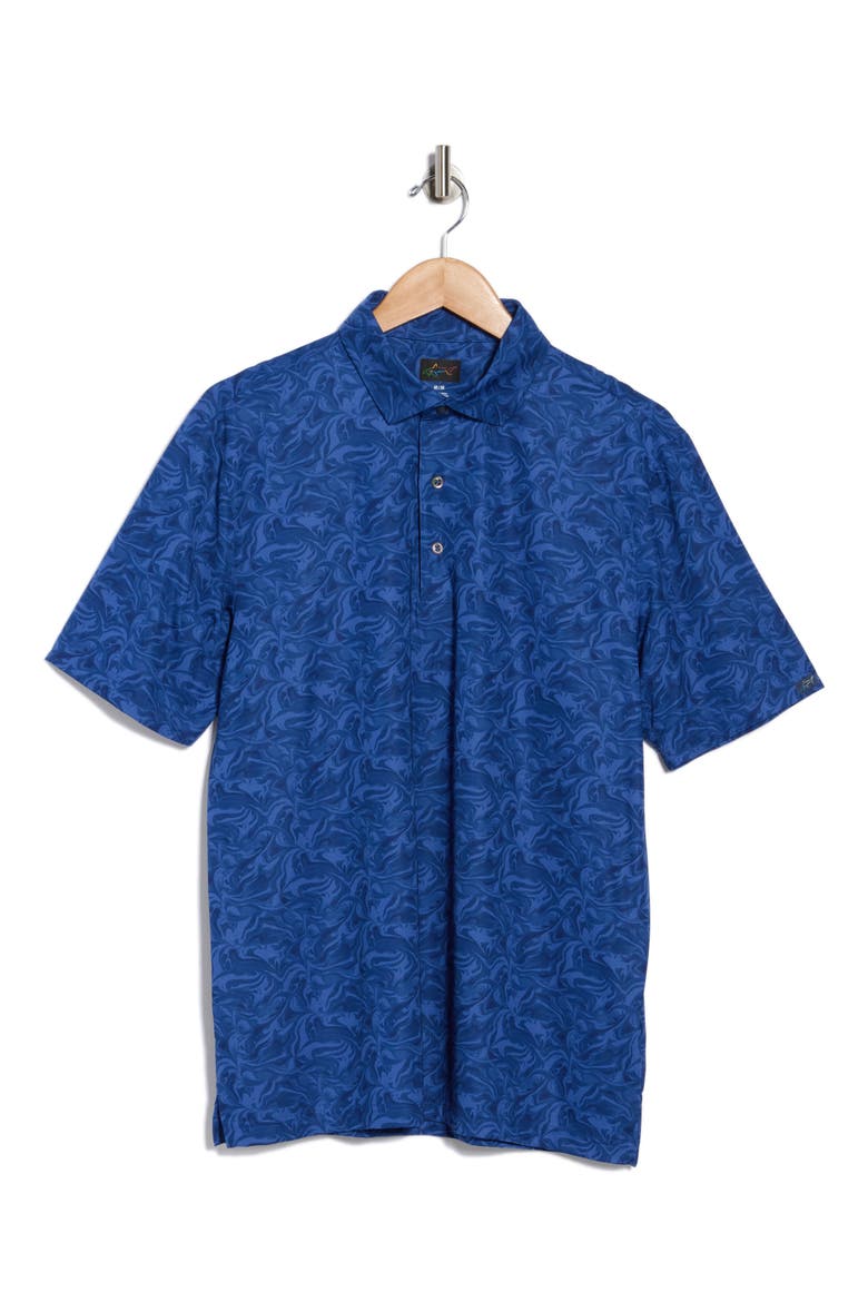 Deep Dive Print Knit Polo, Alternate, color, BLUEPRINT
