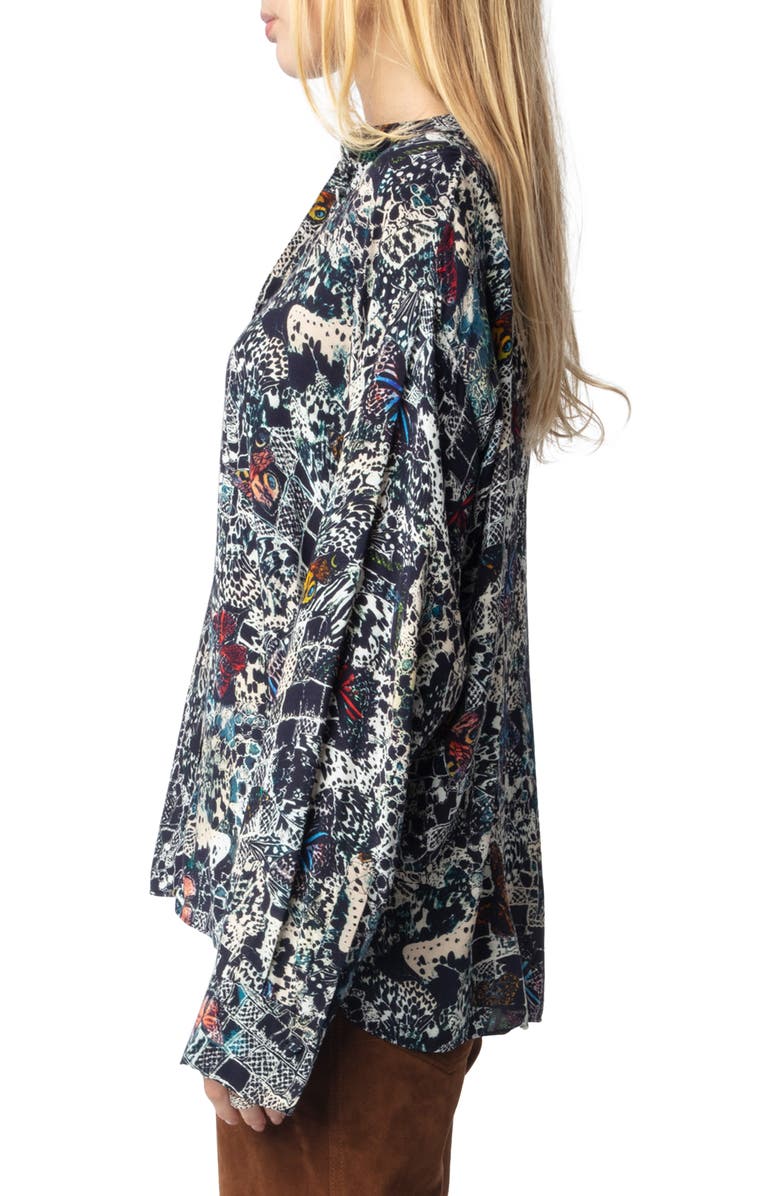 Zadig & Voltaire Truett Soft Butterflies Button-Up Shirt, Alternate, color, 