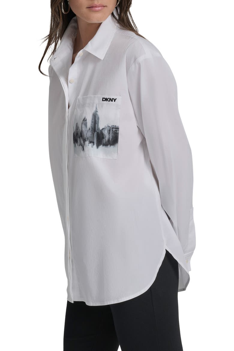 Skyline Pocket Oversize Long Sleeve Button-Up Shirt, Alternate, color, WHITE