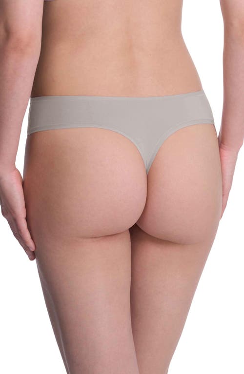 Natori Bliss Bare Stretch Cotton Thong In Gray