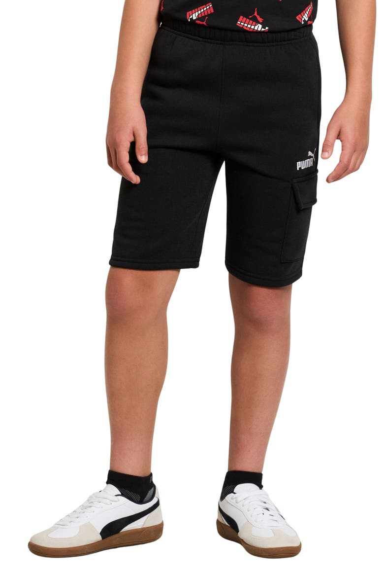 Kids' Fleece Cargo Shorts, Alternate, color, BLACK