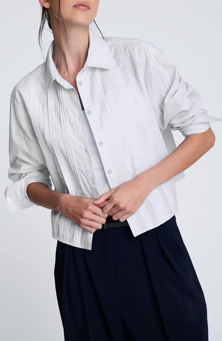 Kenneth Cole Crop Tuxedo Button-Up Shirt, Main, color,