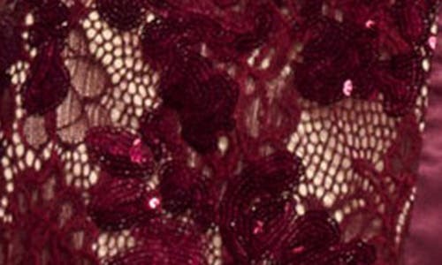 Ramy Brook Venia Long Sleeve Sequin Lace Dress In Burgundy