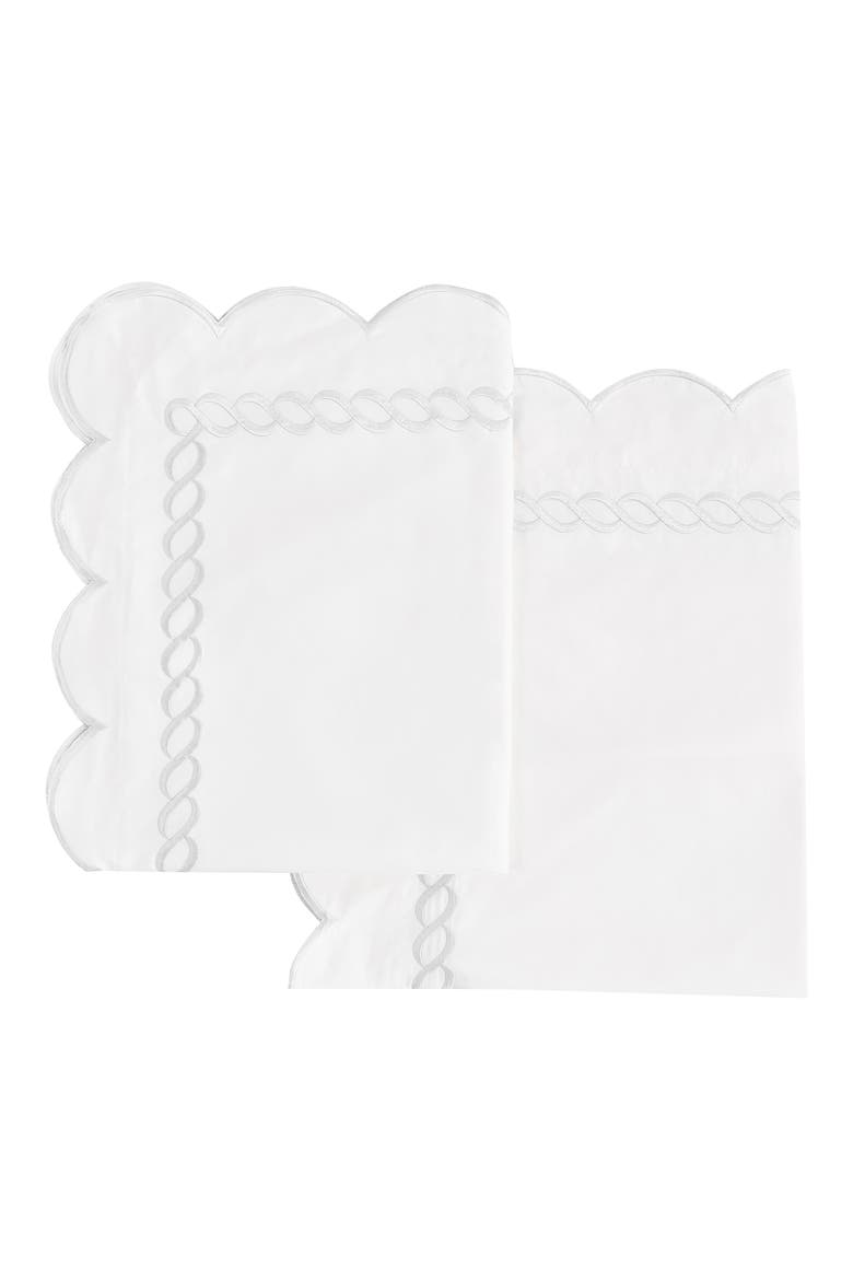 Set of 2 Scallop Rope Euro Shams, Main, color, WHITE