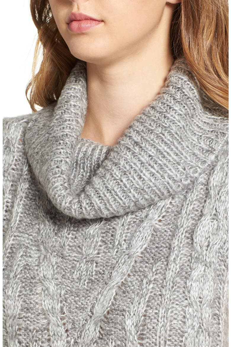ASTR Cowl Neck Sweater Dress, Alternate, color, HEATHER GREY