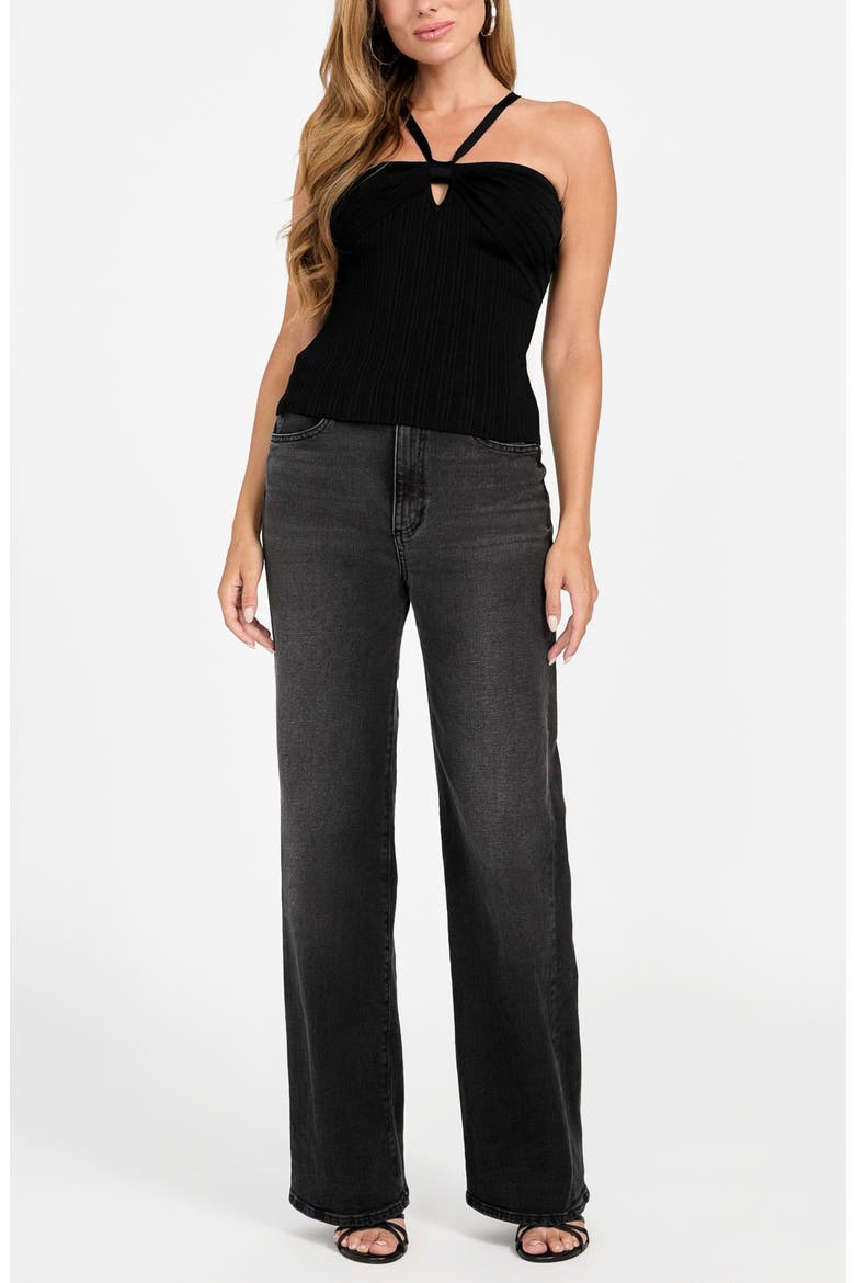 Sofie Mirage Halter Sweater Tank, Alternate, color, BLACK-BLACK