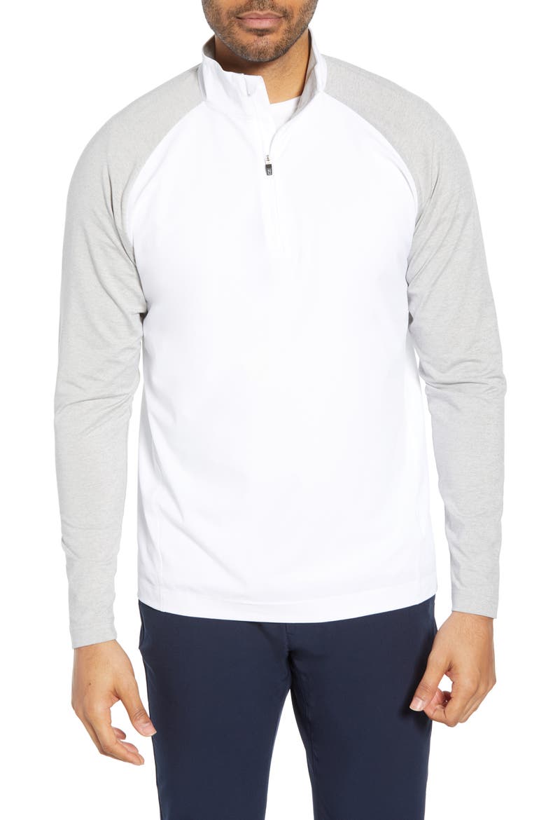 Response Hybrid Overknit Quarter Zip Pullover, Main, color, WHITE