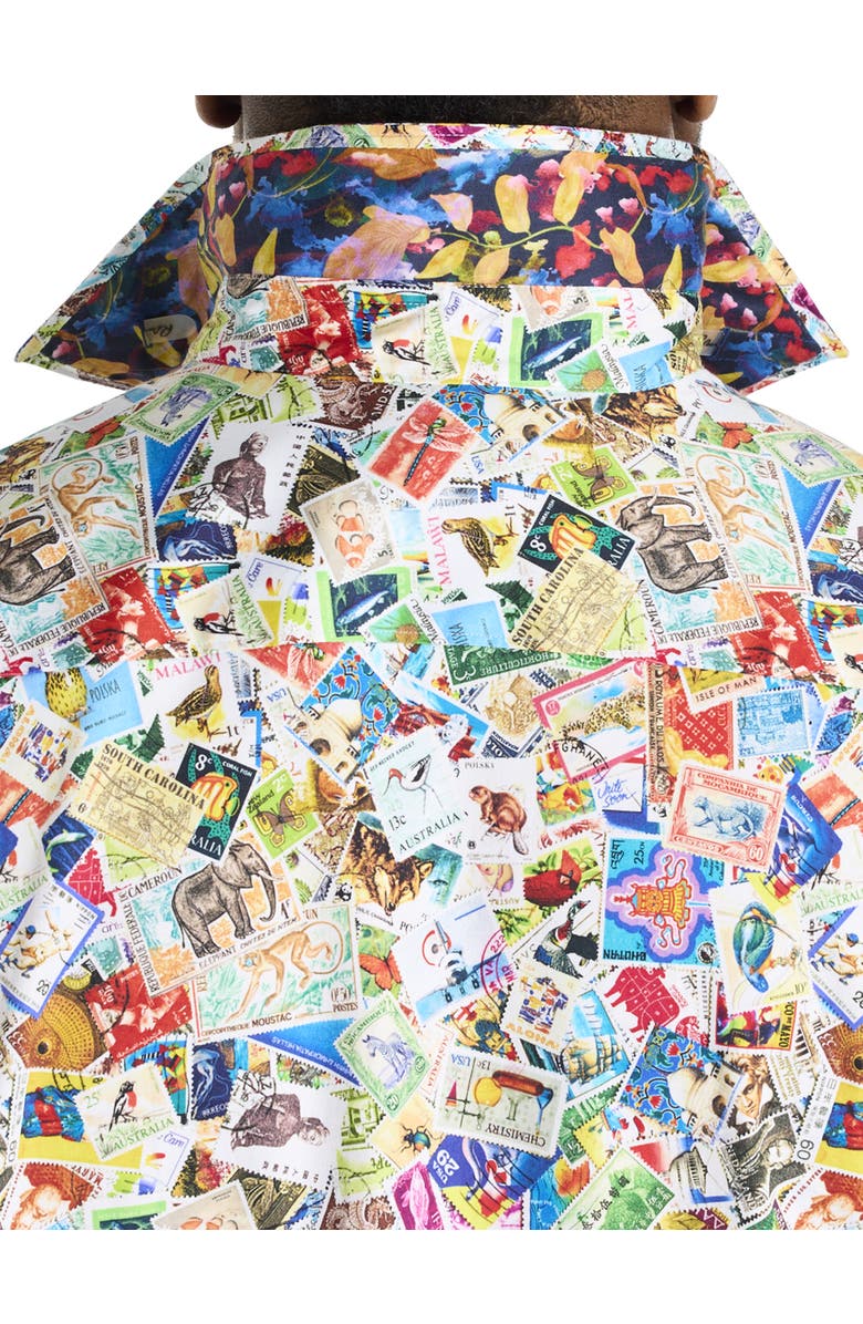 Robert Graham DXL Big & Tall Multi-Stamp Print Sport Shirt, Alternate, color, Multi